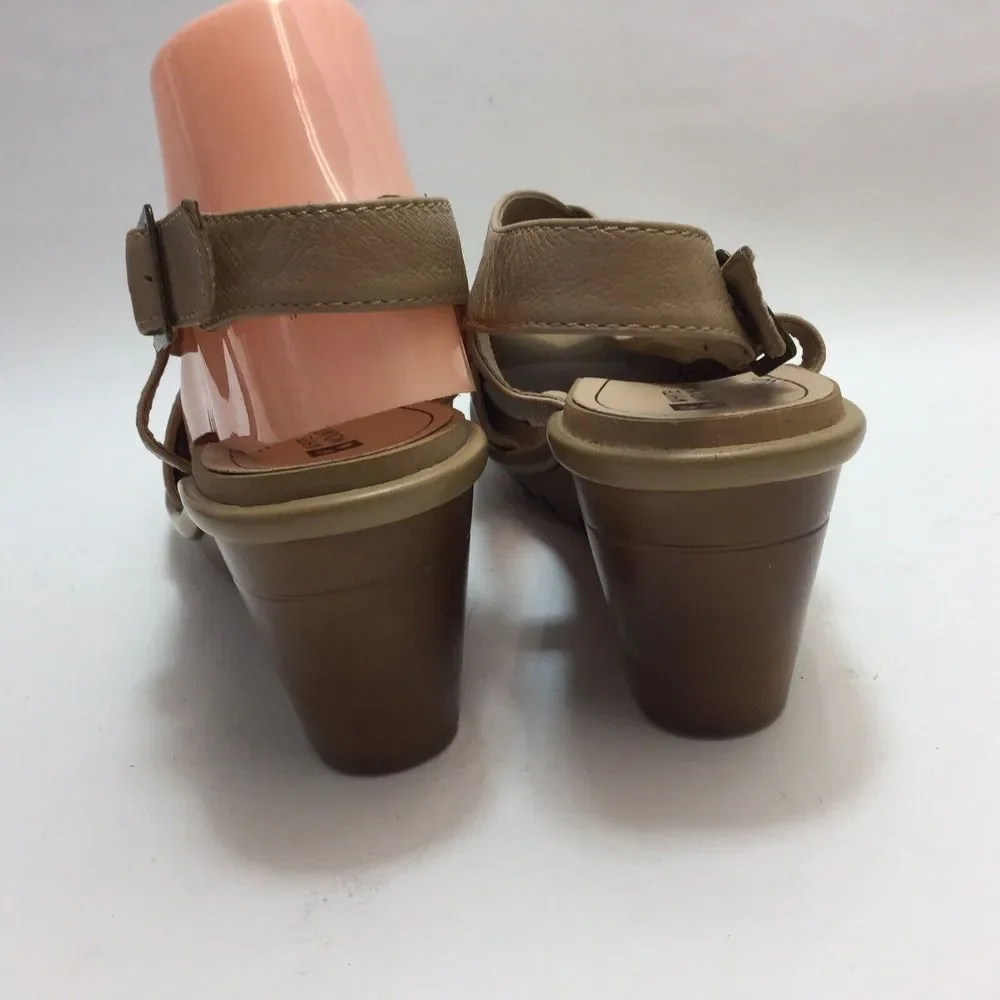 White Mountain‎ Wedge Heel Shoes beige 9.5 M Leather Lpper Barbershop Womans